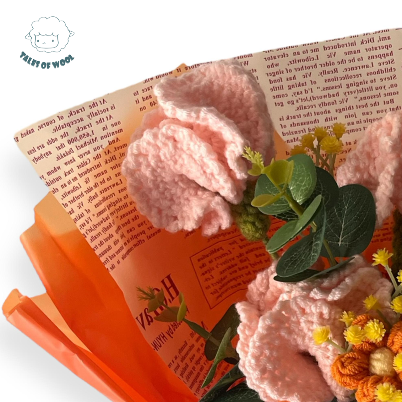 手工編織康乃馨花束(淺橙色)