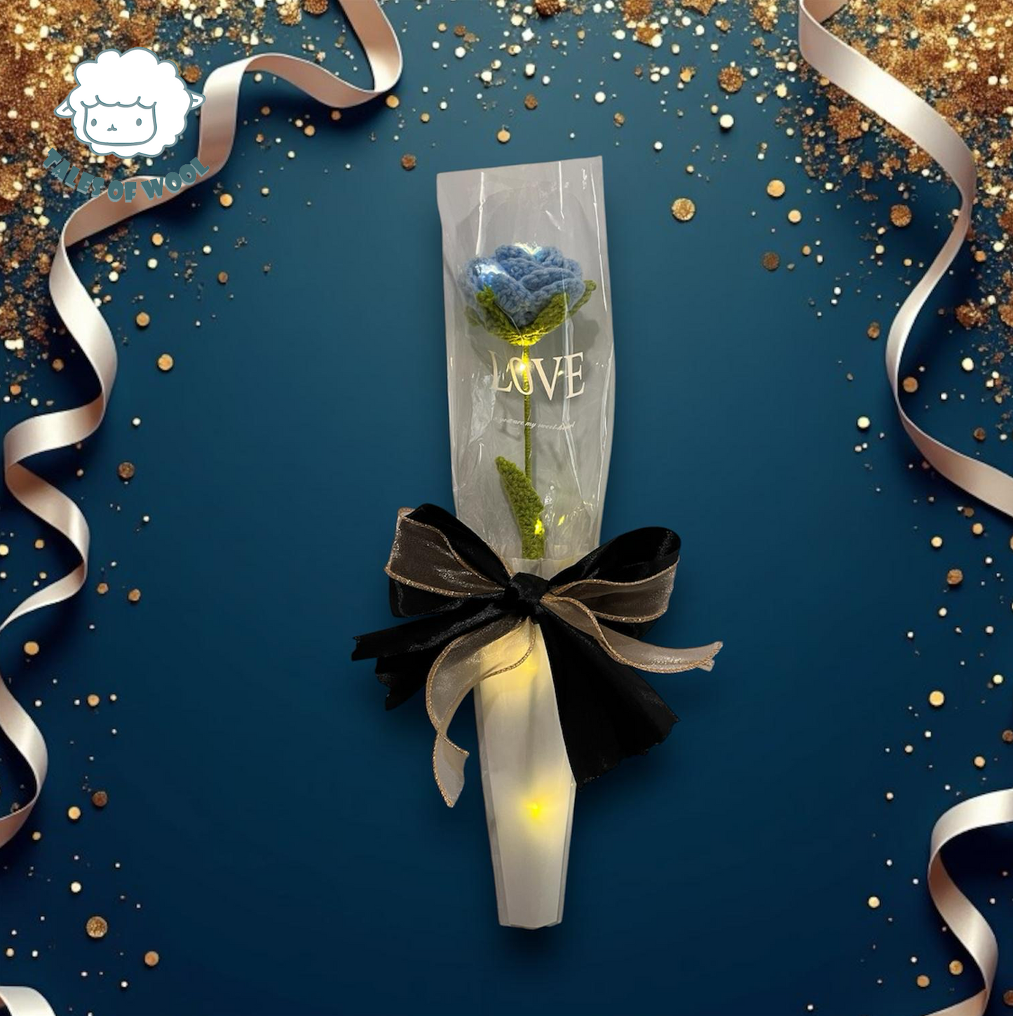 浪漫手工編織玫瑰花(單枝包裝,可加購燈飾)