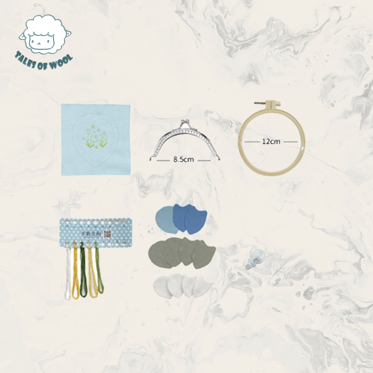 小草花刺繡口金包材料包